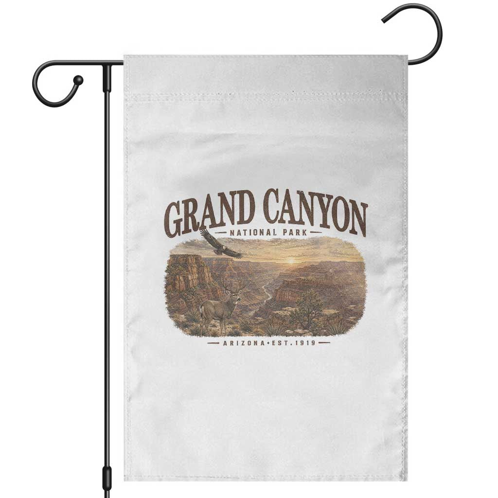 Grand Canyon National Park Arizona Established 1919 Garden Flag Retro Deer Wildlife Nature Hiking Southwest Souvenir TS14 White Print Your Wear