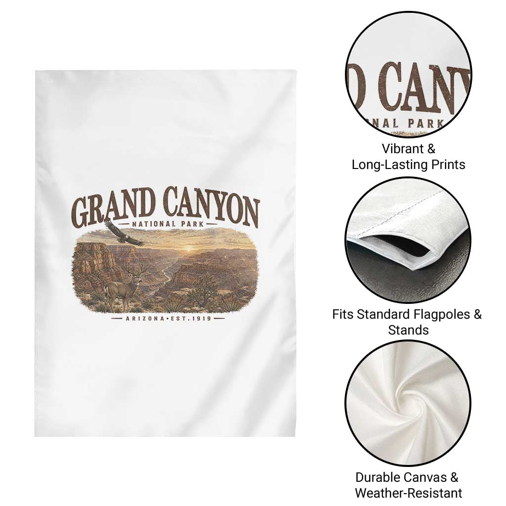 Grand Canyon National Park Arizona Established 1919 Garden Flag Retro Deer Wildlife Nature Hiking Southwest Souvenir