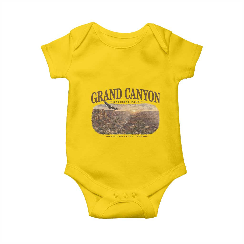 Grand Canyon National Park Arizona Established 1919 Baby Onesie Retro Deer Wildlife Nature Hiking Southwest Souvenir