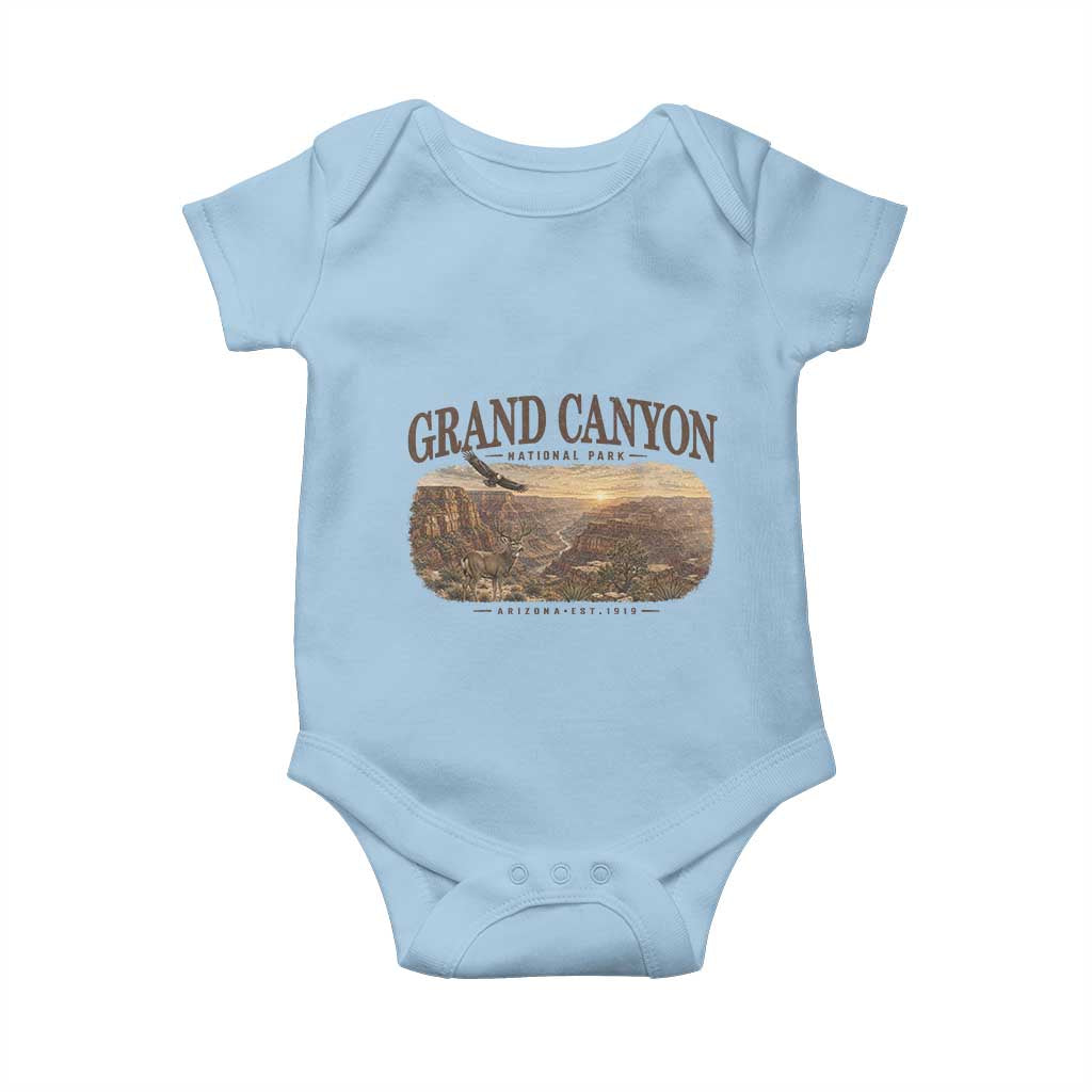 Grand Canyon National Park Arizona Established 1919 Baby Onesie Retro Deer Wildlife Nature Hiking Southwest Souvenir