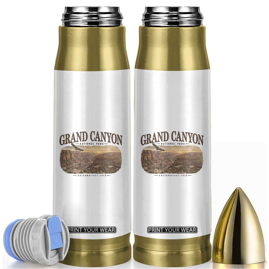 Grand Canyon National Park Arizona Established 1919 Bullet Tumbler Retro Deer Wildlife Nature Hiking Southwest Souvenir TS14 White Print Your Wear