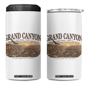 Grand Canyon National Park Arizona Established 1919 4 in 1 Can Cooler Tumbler Retro Deer Wildlife Nature Hiking Southwest Souvenir