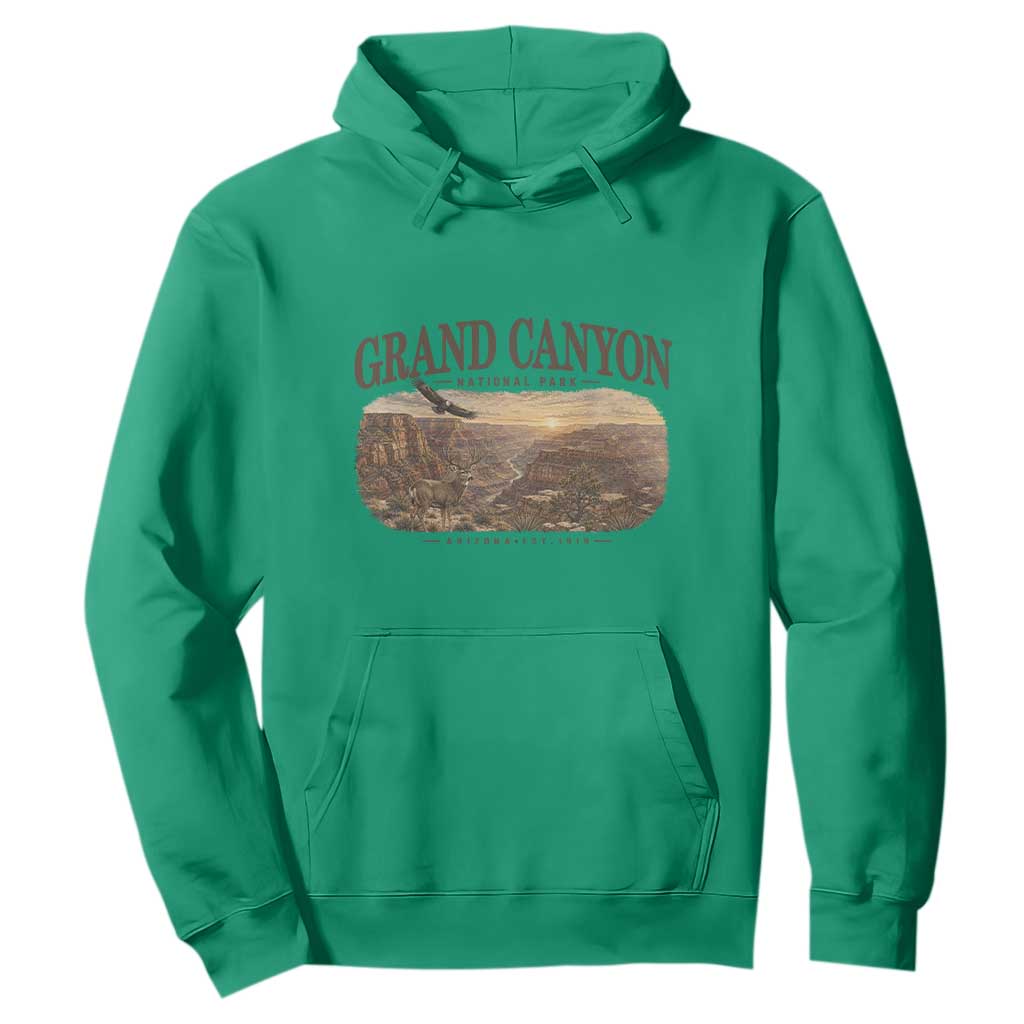 Grand Canyon National Park Arizona Established 1919 Hoodie Retro Deer Wildlife Nature Hiking Southwest Souvenir