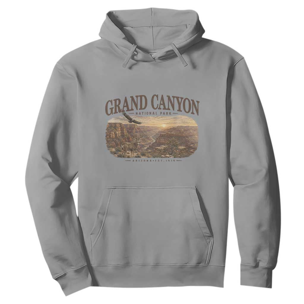 Grand Canyon National Park Arizona Established 1919 Hoodie Retro Deer Wildlife Nature Hiking Southwest Souvenir