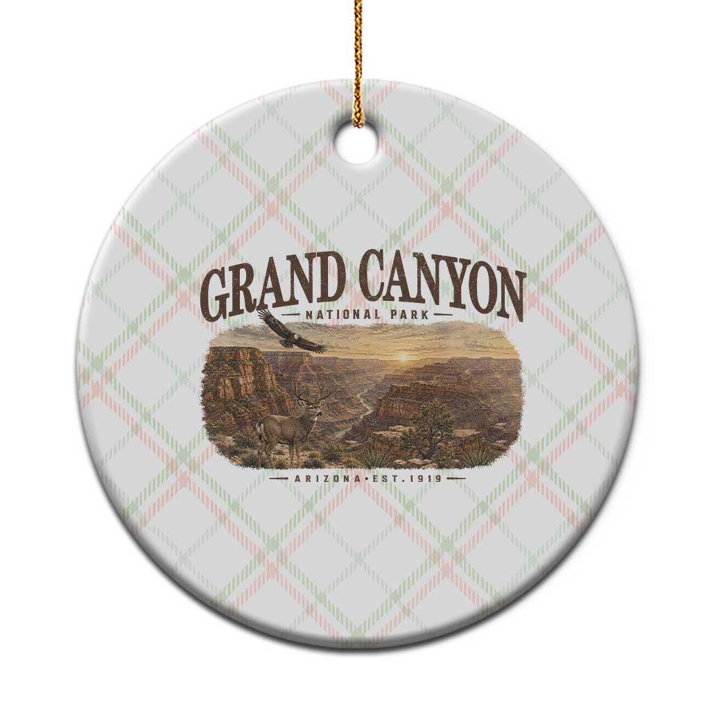 Grand Canyon National Park Arizona Established 1919 Ceramic Ornament Retro Deer Wildlife Nature Hiking Southwest Souvenir