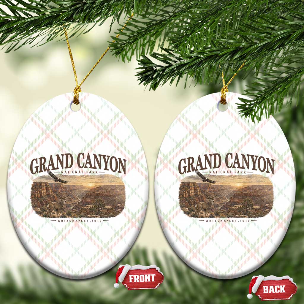 Grand Canyon National Park Arizona Established 1919 Ceramic Ornament Retro Deer Wildlife Nature Hiking Southwest Souvenir