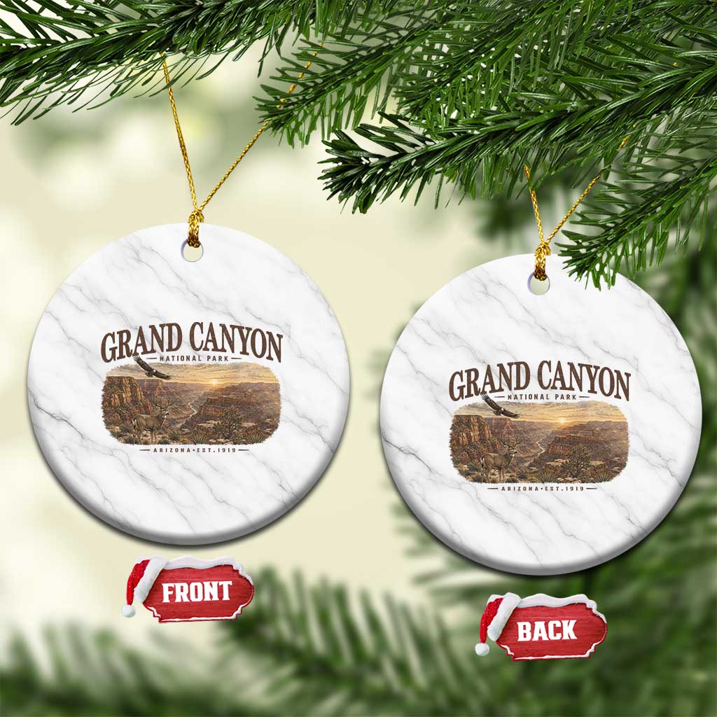 Grand Canyon National Park Arizona Established 1919 Ceramic Ornament Retro Deer Wildlife Nature Hiking Southwest Souvenir