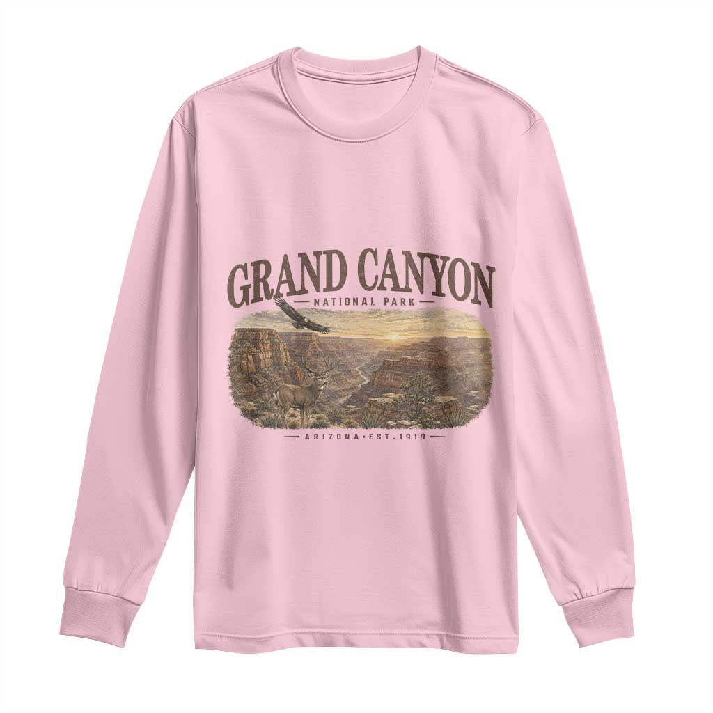 Grand Canyon National Park Arizona Established 1919 Long Sleeve Shirt Retro Deer Wildlife Nature Hiking Southwest Souvenir