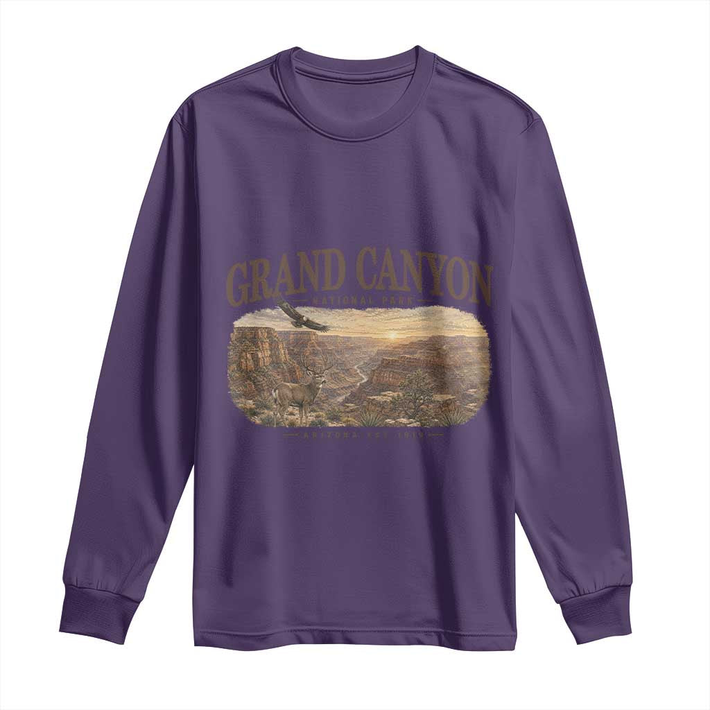 Grand Canyon National Park Arizona Established 1919 Long Sleeve Shirt Retro Deer Wildlife Nature Hiking Southwest Souvenir
