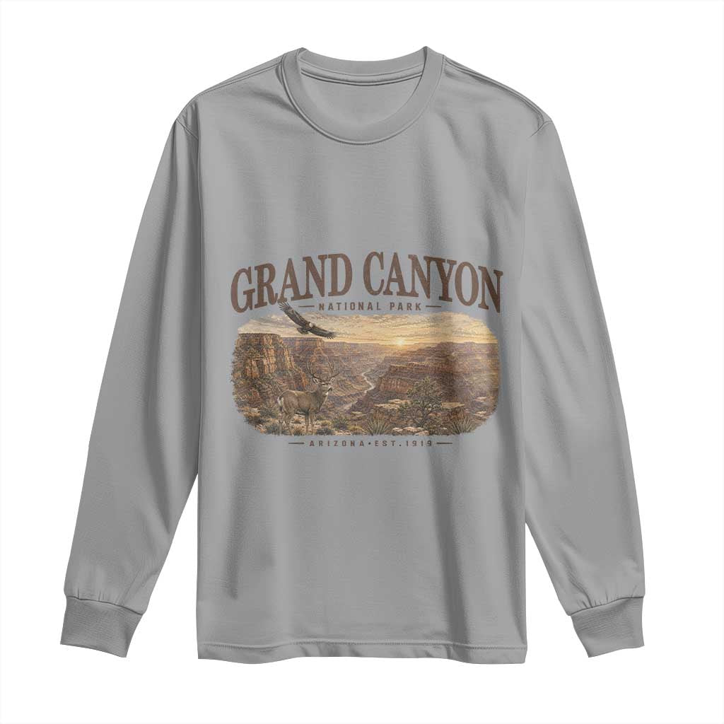 Grand Canyon National Park Arizona Established 1919 Long Sleeve Shirt Retro Deer Wildlife Nature Hiking Southwest Souvenir