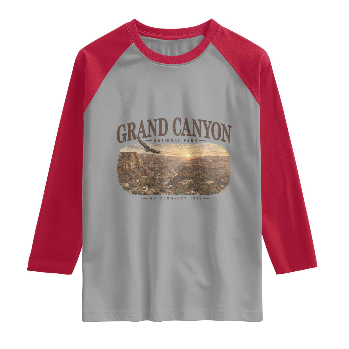 Grand Canyon National Park Arizona Established 1919 Raglan Shirt Retro Deer Wildlife Nature Hiking Southwest Souvenir