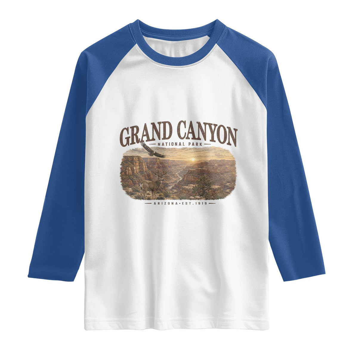 Grand Canyon National Park Arizona Established 1919 Raglan Shirt Retro Deer Wildlife Nature Hiking Southwest Souvenir