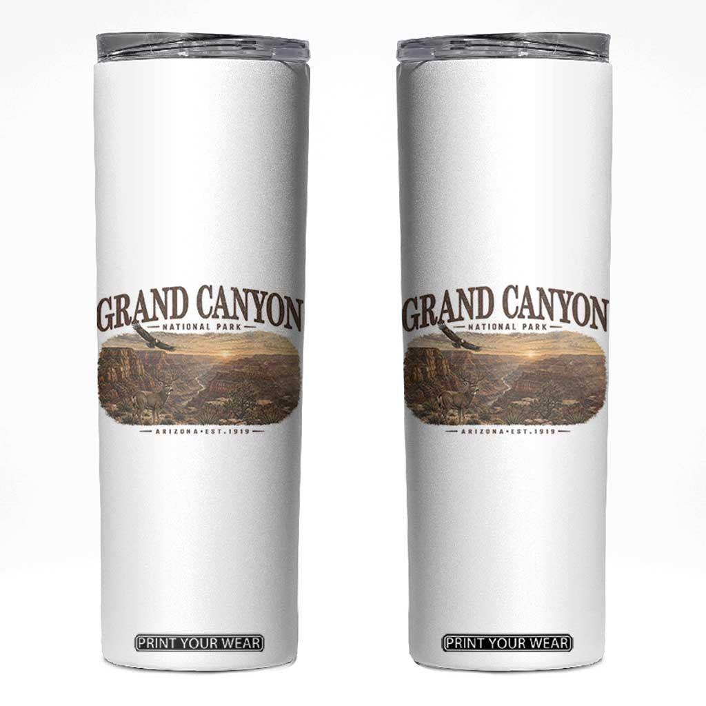 Grand Canyon National Park Arizona Established 1919 Skinny Tumbler Retro Deer Wildlife Nature Hiking Southwest Souvenir TS14 White Print Your Wear