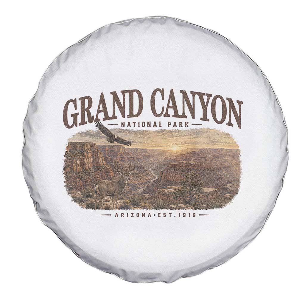 Grand Canyon National Park Arizona Established 1919 Spare Tire Cover Retro Deer Wildlife Nature Hiking Southwest Souvenir TS14 Print Your Wear