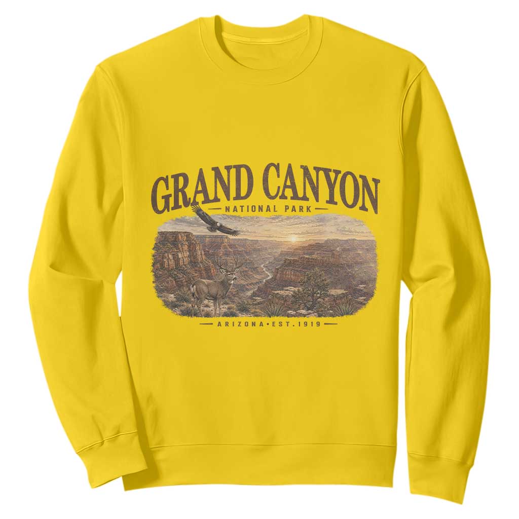 Grand Canyon National Park Arizona Established 1919 Sweatshirt Retro Deer Wildlife Nature Hiking Southwest Souvenir
