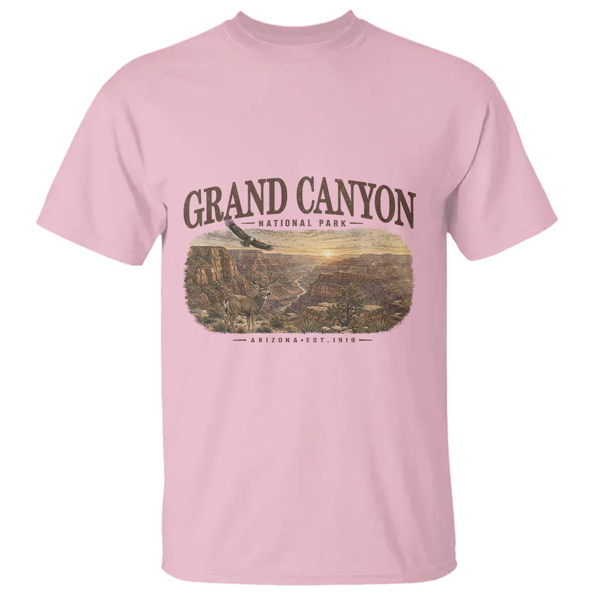 Grand Canyon National Park Arizona Established 1919 T Shirt Retro Deer Wildlife Nature Hiking Southwest Souvenir