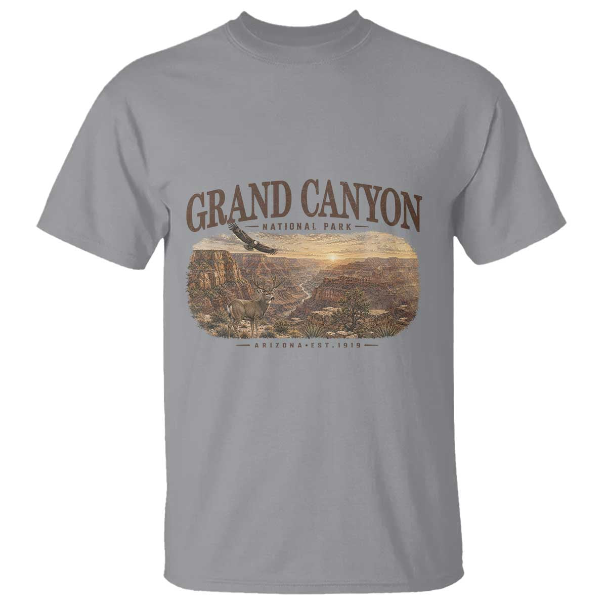 Grand Canyon National Park Arizona Established 1919 T Shirt Retro Deer Wildlife Nature Hiking Southwest Souvenir