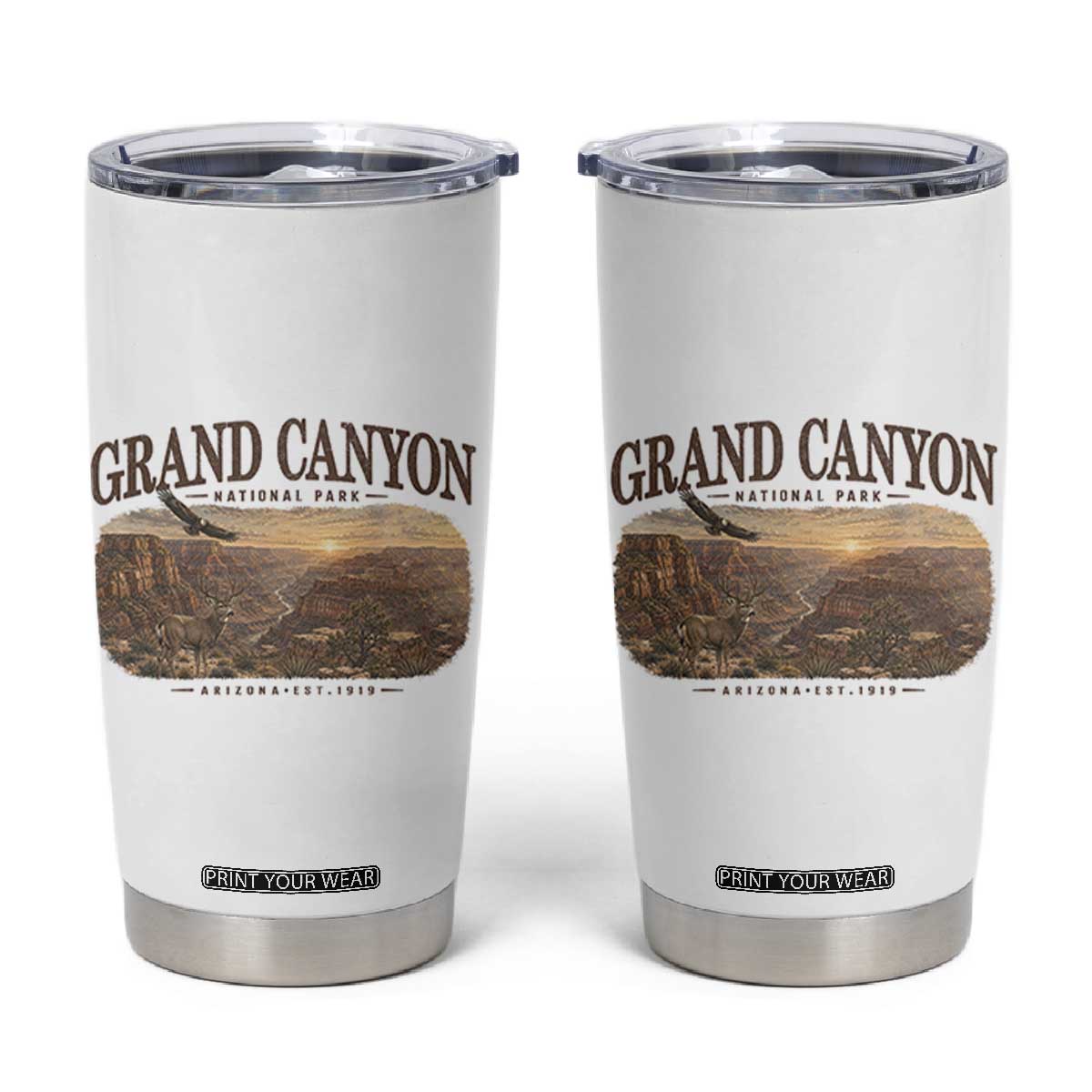 Grand Canyon National Park Arizona Established 1919 Tumbler Cup Retro Deer Wildlife Nature Hiking Southwest Souvenir