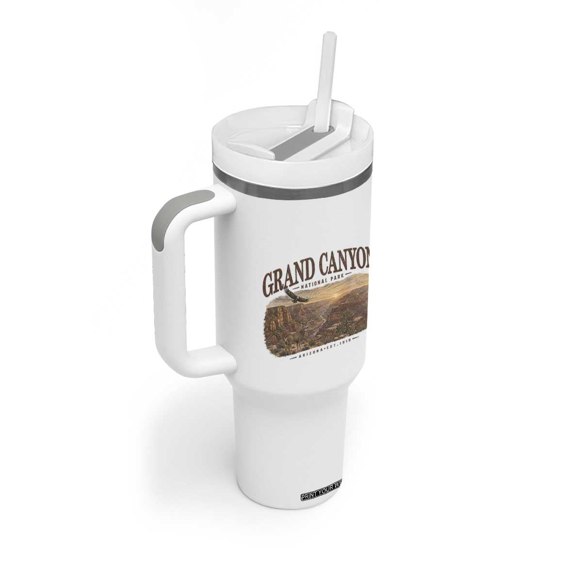 Grand Canyon National Park Arizona Established 1919 Tumbler With Handle Retro Deer Wildlife Nature Hiking Southwest Souvenir