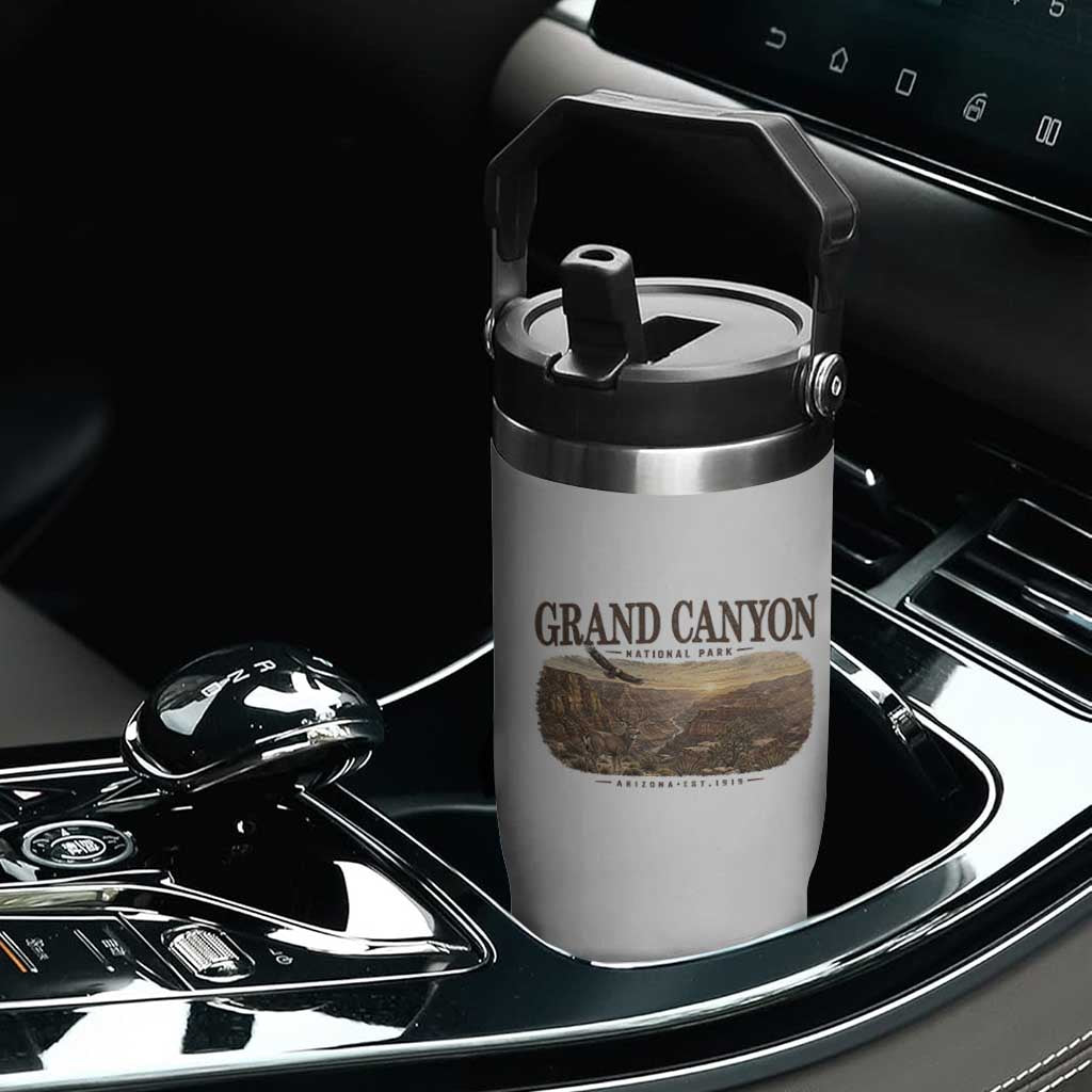 Grand Canyon National Park Arizona Established 1919 Flip Straw Tumbler Retro Deer Wildlife Nature Hiking Southwest Souvenir