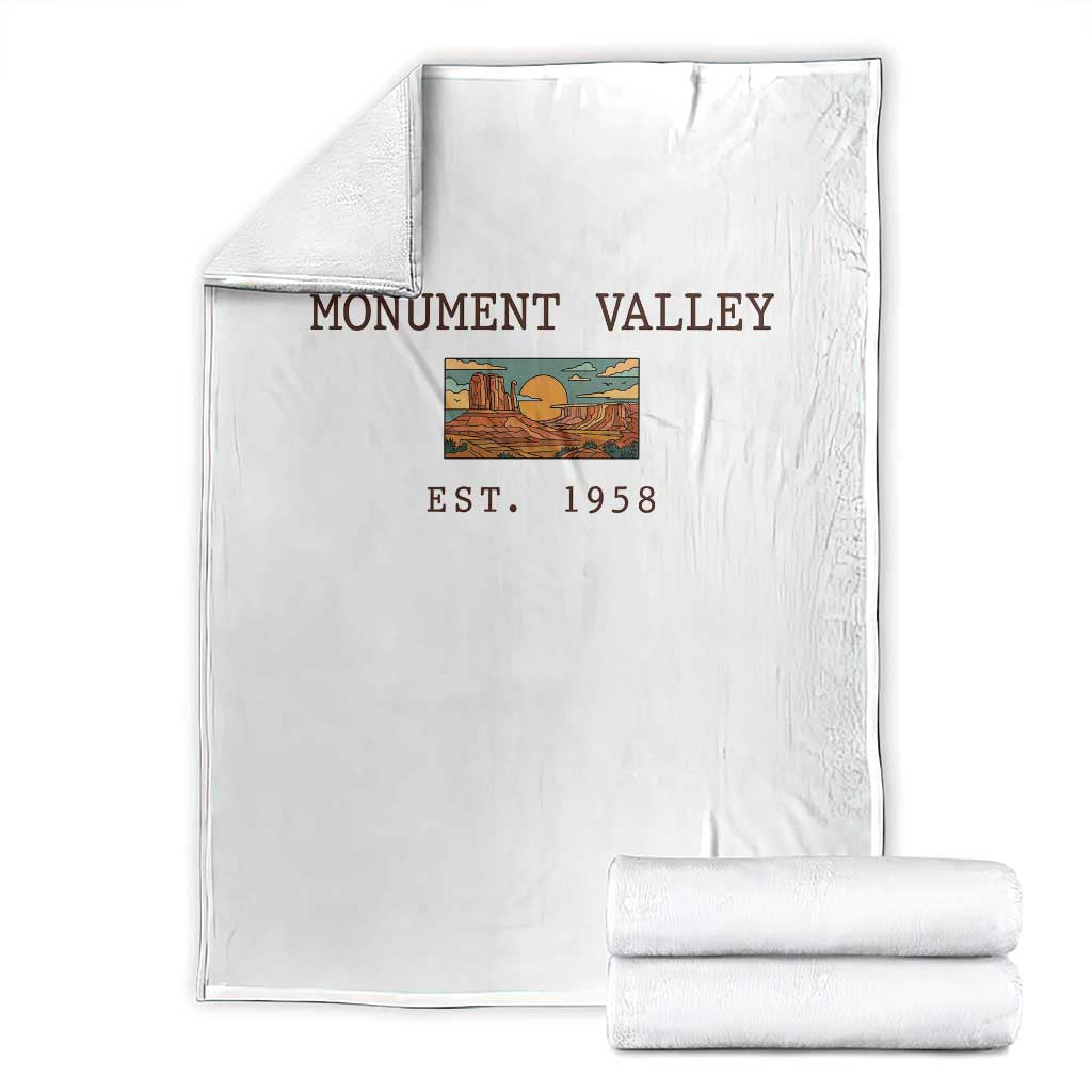Retro Monument Valley Arizona Sunset Established 1958 Throw Blanket Southwest Desert Road Trip Eagle Nature Souvenir TS14 White Print Your Wear