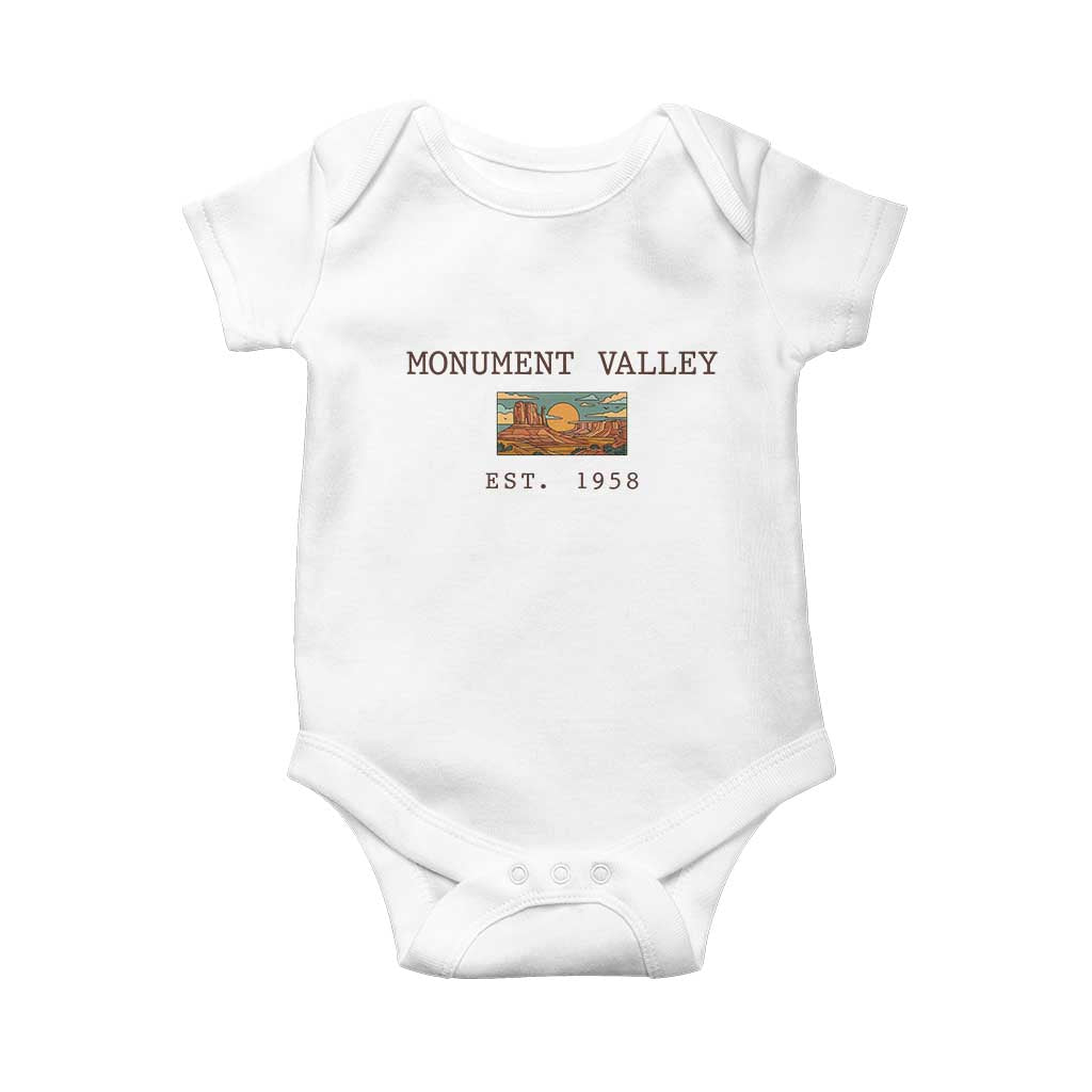 Retro Monument Valley Arizona Sunset Established 1958 Baby Onesie Southwest Desert Road Trip Eagle Nature Souvenir TS14 White Print Your Wear