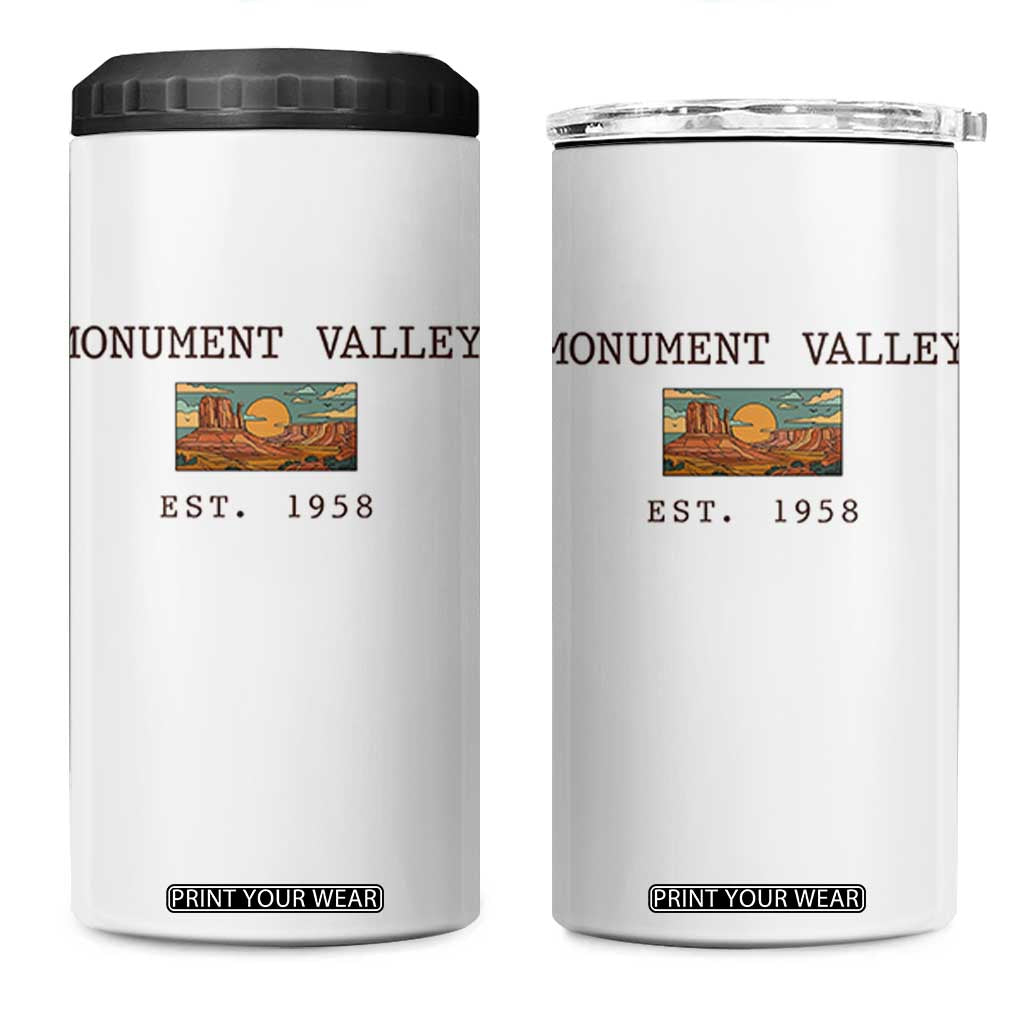 Retro Monument Valley Arizona Sunset Established 1958 4 in 1 Can Cooler Tumbler Southwest Desert Road Trip Eagle Nature Souvenir