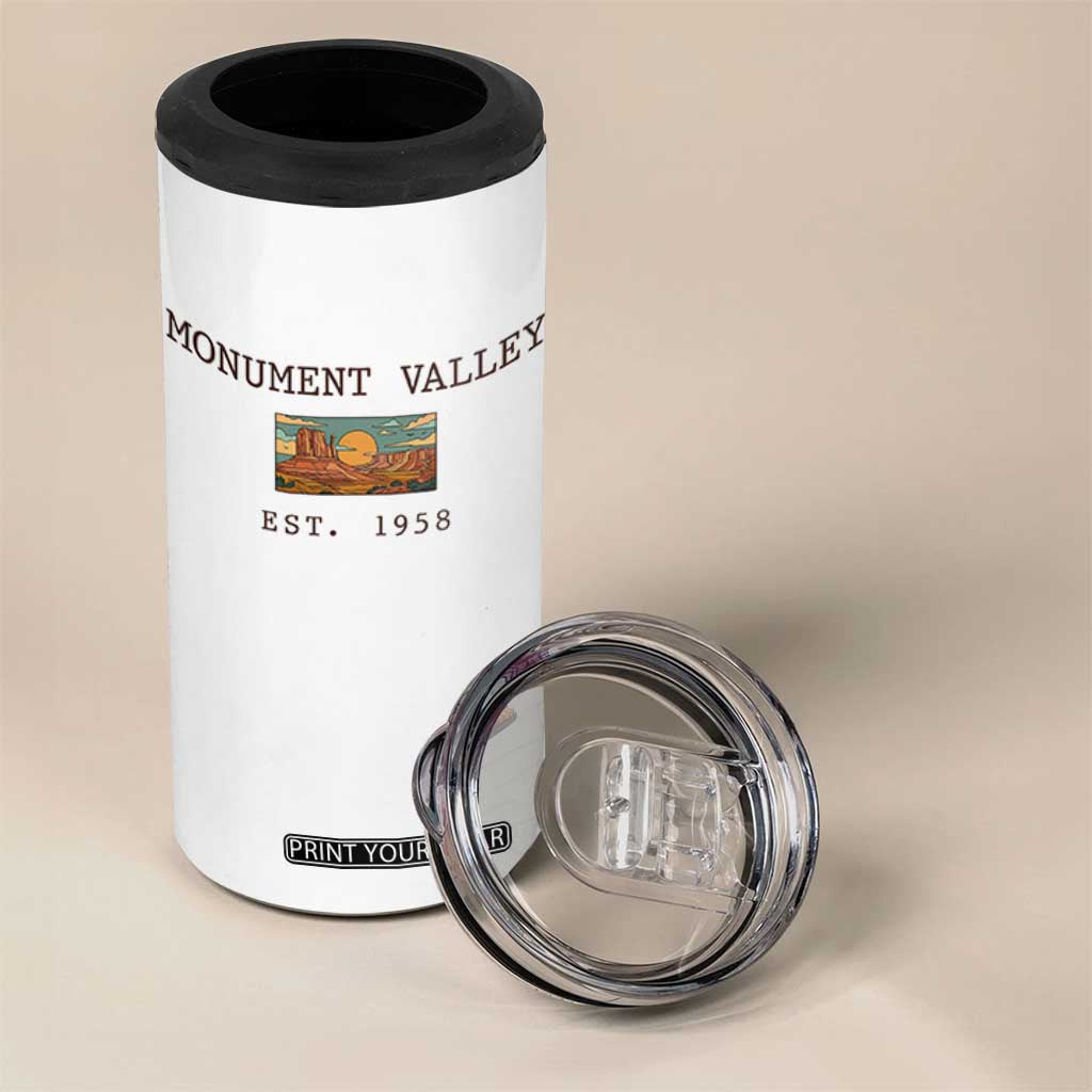 Retro Monument Valley Arizona Sunset Established 1958 4 in 1 Can Cooler Tumbler Southwest Desert Road Trip Eagle Nature Souvenir