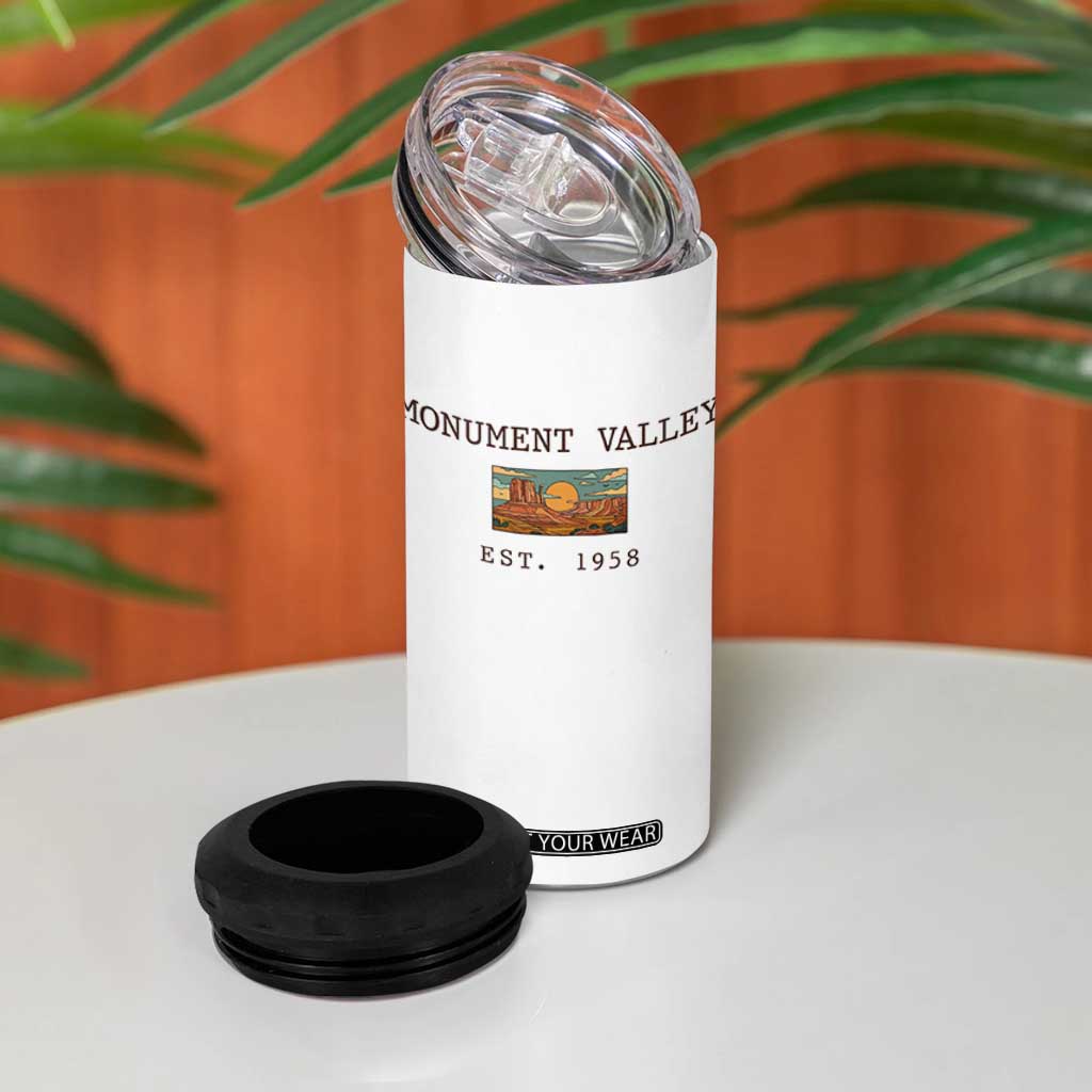 Retro Monument Valley Arizona Sunset Established 1958 4 in 1 Can Cooler Tumbler Southwest Desert Road Trip Eagle Nature Souvenir