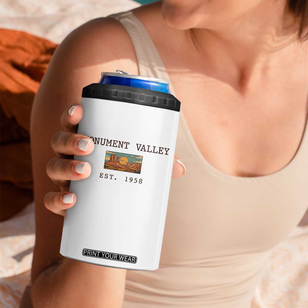 Retro Monument Valley Arizona Sunset Established 1958 4 in 1 Can Cooler Tumbler Southwest Desert Road Trip Eagle Nature Souvenir
