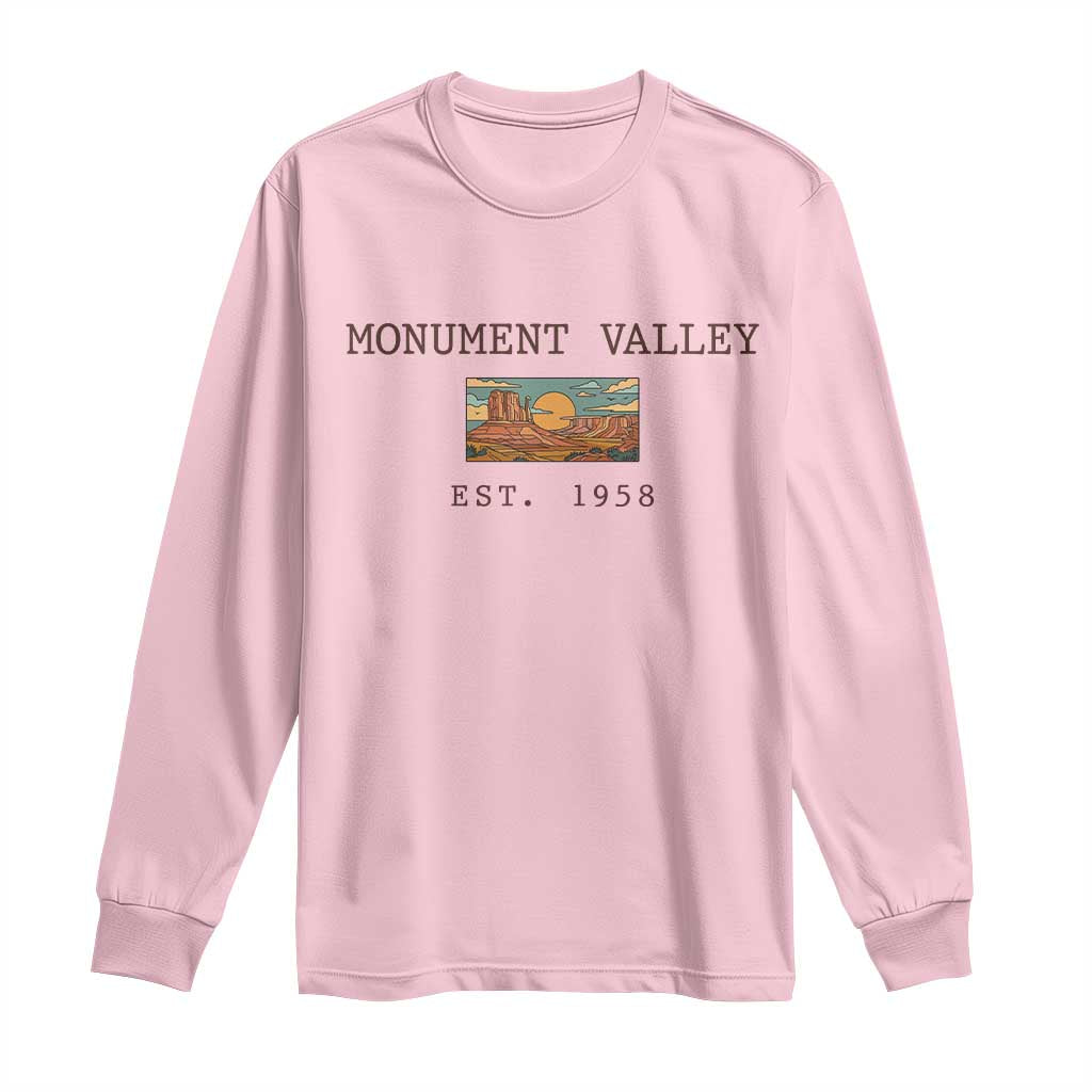 Retro Monument Valley Arizona Sunset Established 1958 Long Sleeve Shirt Southwest Desert Road Trip Eagle Nature Souvenir