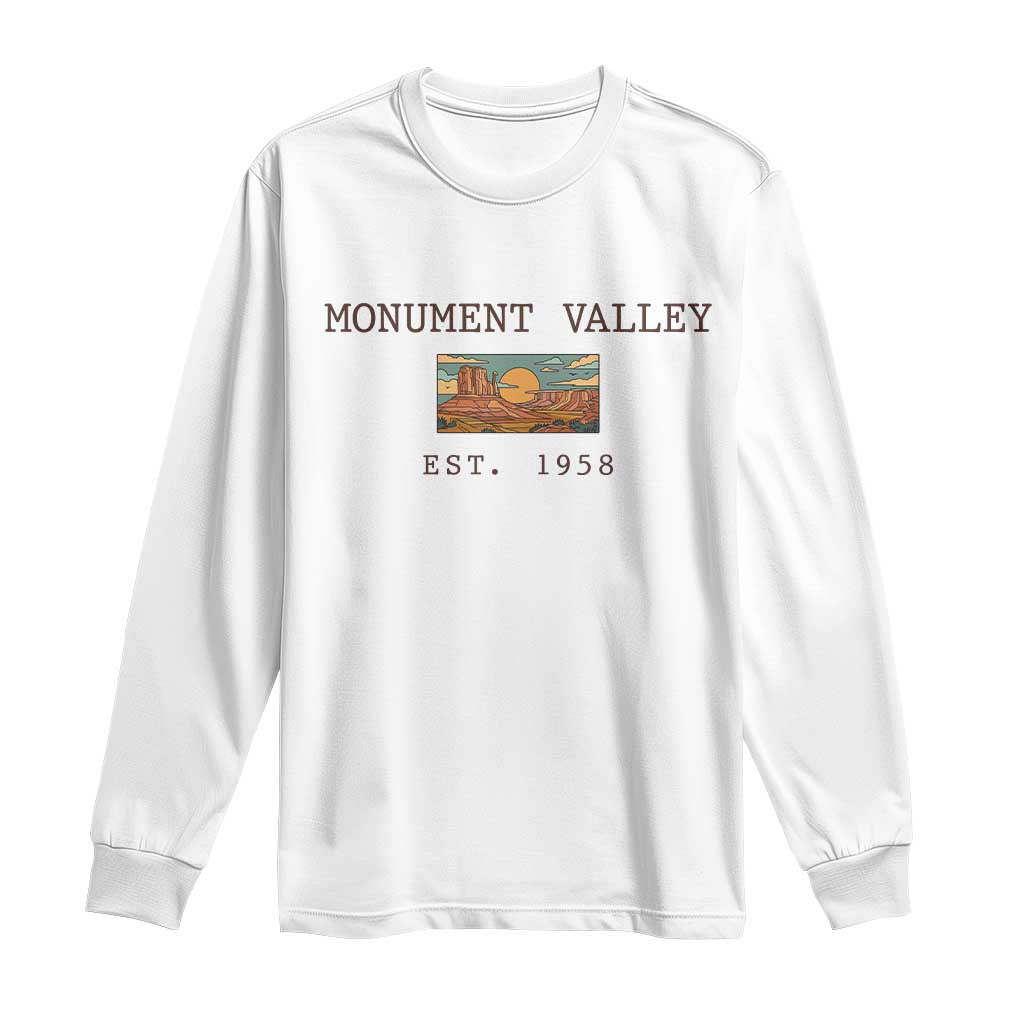 Retro Monument Valley Arizona Sunset Established 1958 Long Sleeve Shirt Southwest Desert Road Trip Eagle Nature Souvenir TS14 White Print Your Wear