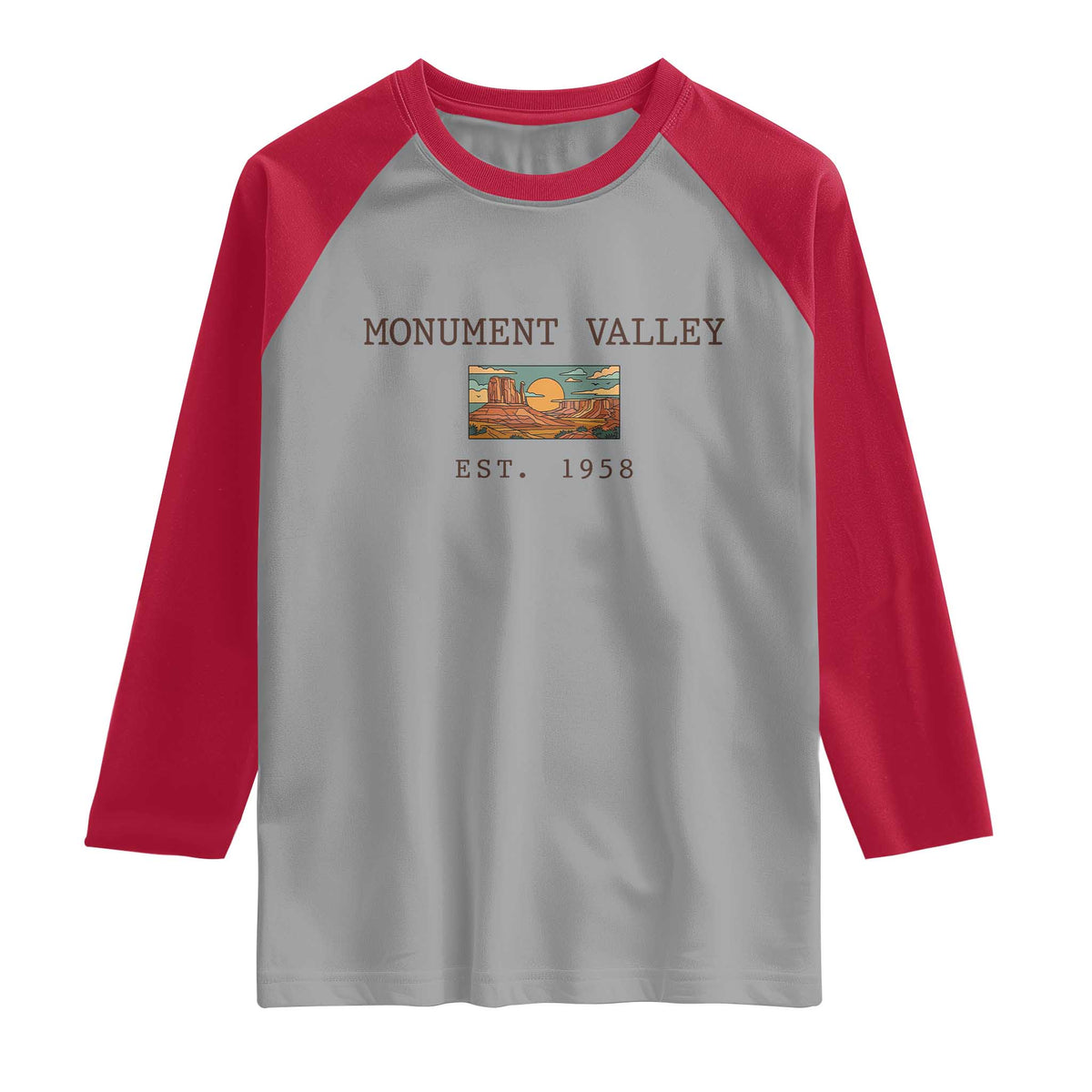 Retro Monument Valley Arizona Sunset Established 1958 Raglan Shirt Southwest Desert Road Trip Eagle Nature Souvenir