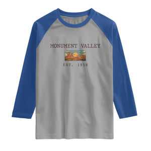 Retro Monument Valley Arizona Sunset Established 1958 Raglan Shirt Southwest Desert Road Trip Eagle Nature Souvenir