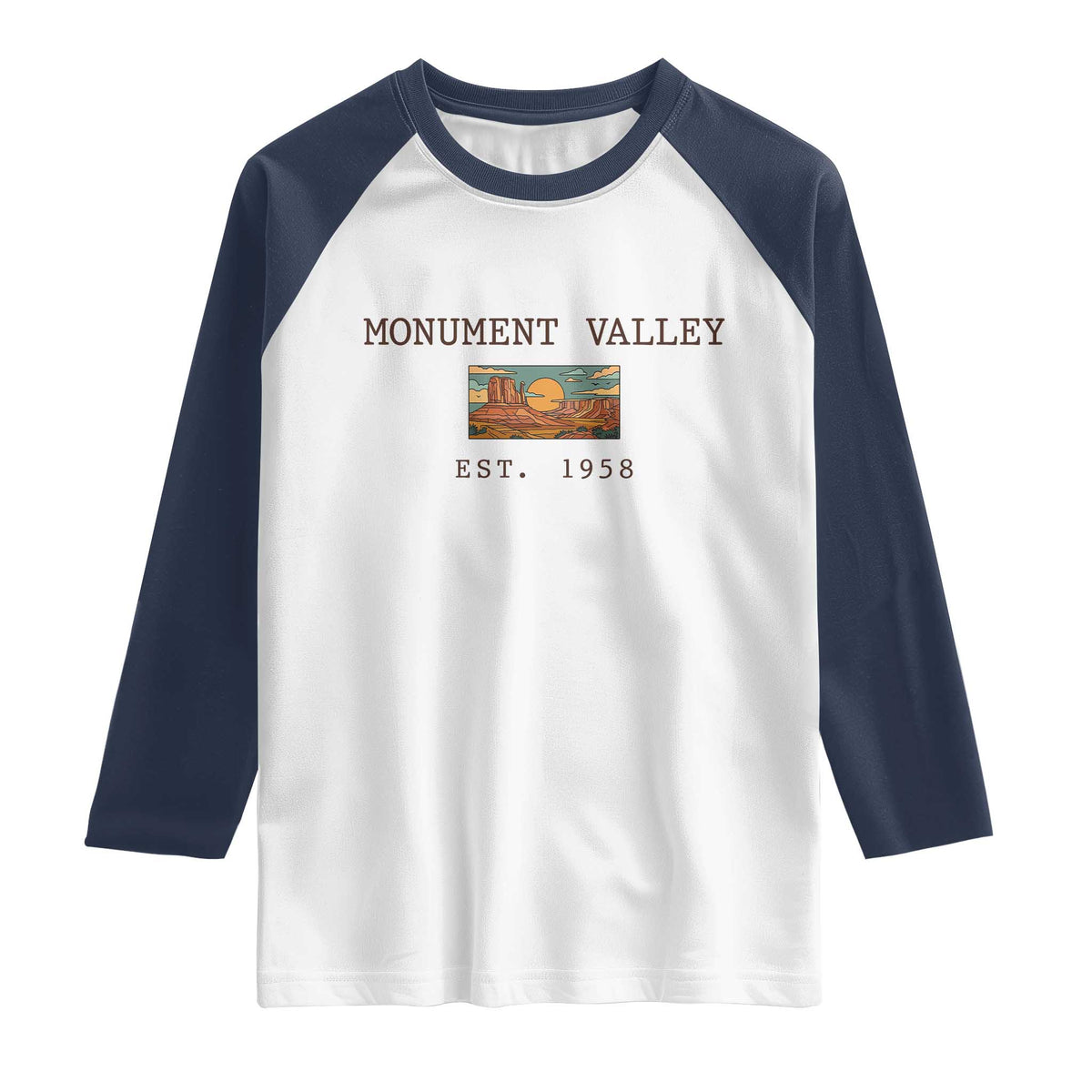 Retro Monument Valley Arizona Sunset Established 1958 Raglan Shirt Southwest Desert Road Trip Eagle Nature Souvenir