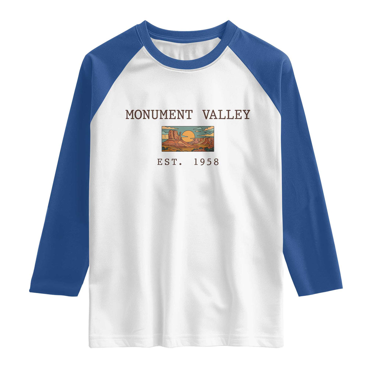 Retro Monument Valley Arizona Sunset Established 1958 Raglan Shirt Southwest Desert Road Trip Eagle Nature Souvenir
