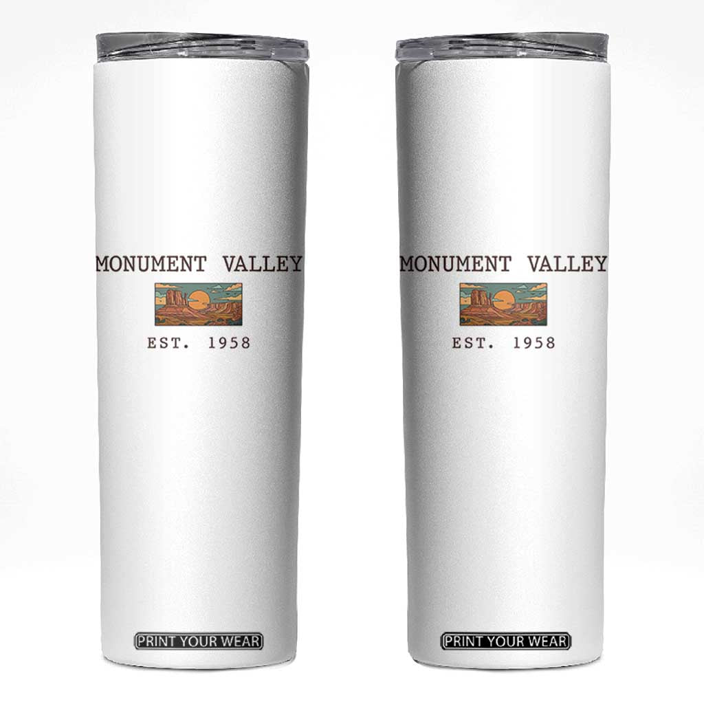 Retro Monument Valley Arizona Sunset Established 1958 Skinny Tumbler Southwest Desert Road Trip Eagle Nature Souvenir TS14 White Print Your Wear