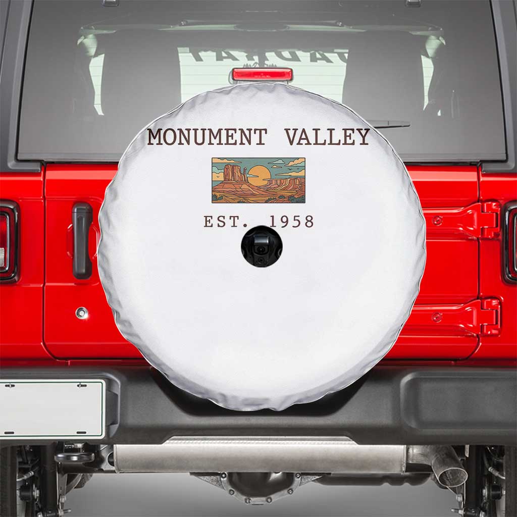 Retro Monument Valley Arizona Sunset Established 1958 Spare Tire Cover Southwest Desert Road Trip Eagle Nature Souvenir TS14 White Print Your Wear