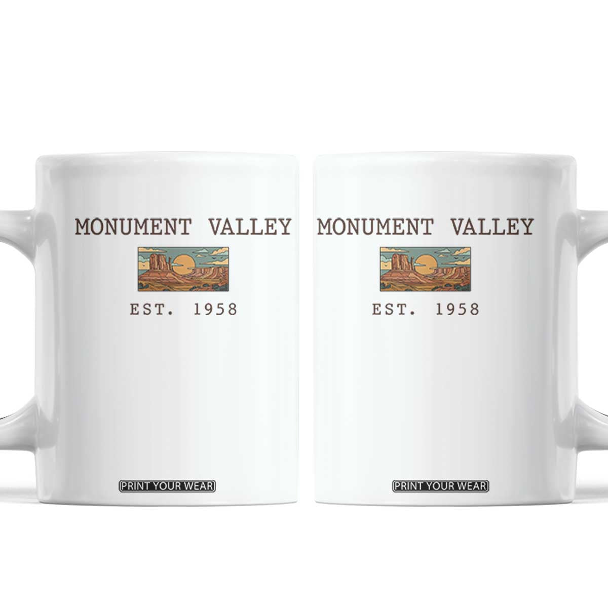 Retro Monument Valley Arizona Sunset Established 1958 Coffee Mug Southwest Desert Road Trip Eagle Nature Souvenir TS14 White Print Your Wear