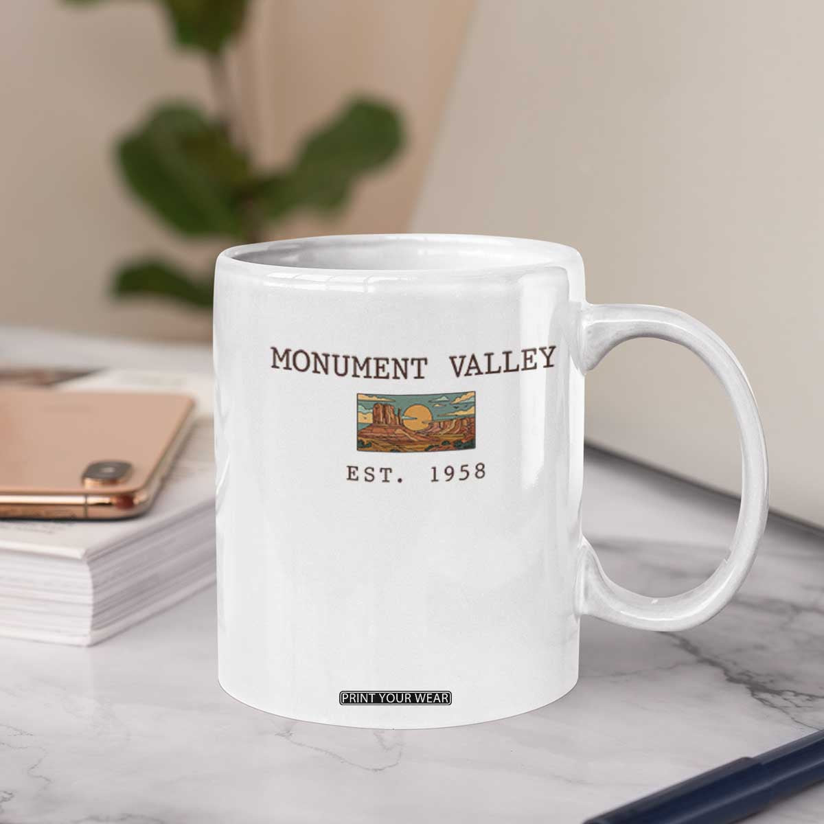 Retro Monument Valley Arizona Sunset Established 1958 Coffee Mug Southwest Desert Road Trip Eagle Nature Souvenir