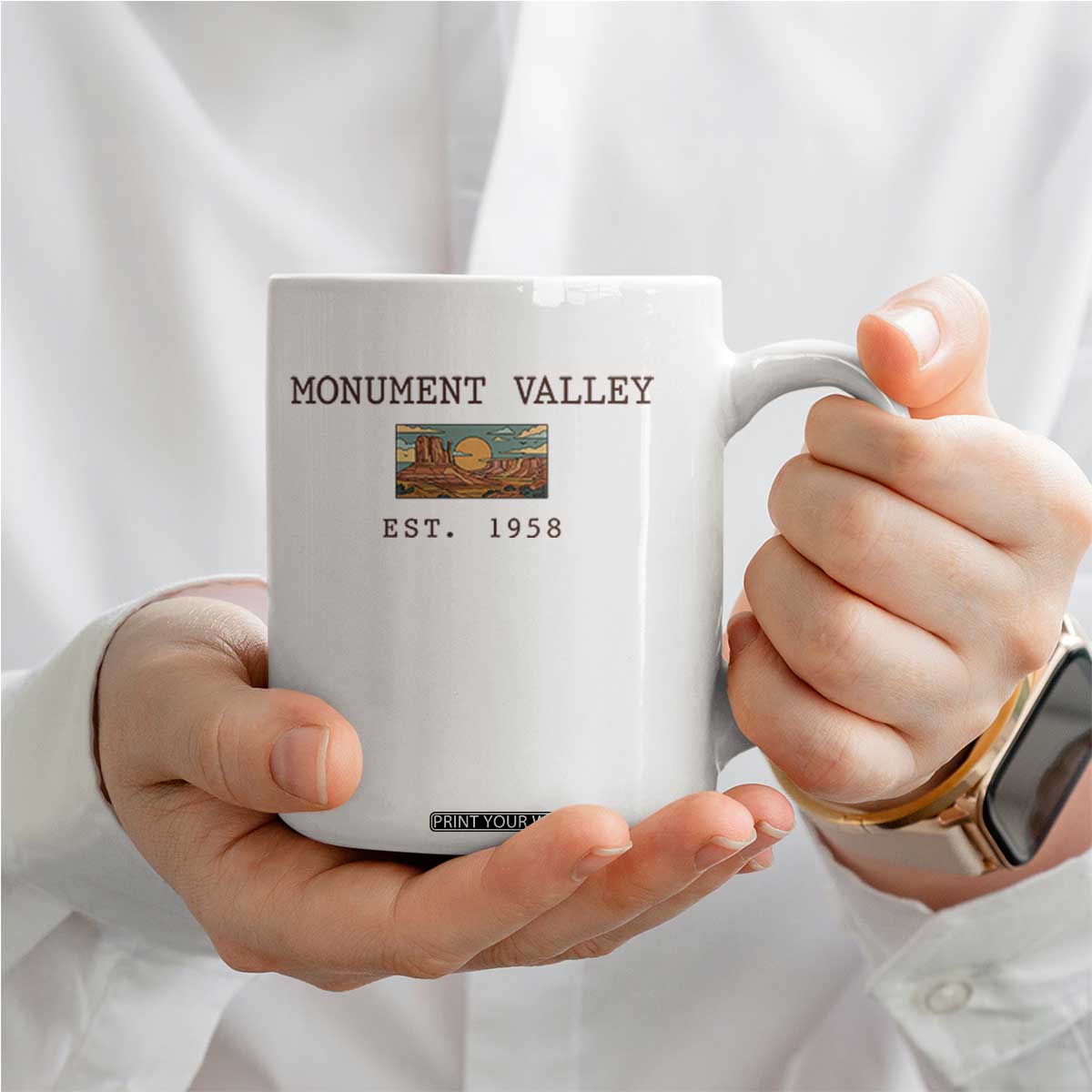 Retro Monument Valley Arizona Sunset Established 1958 Coffee Mug Southwest Desert Road Trip Eagle Nature Souvenir