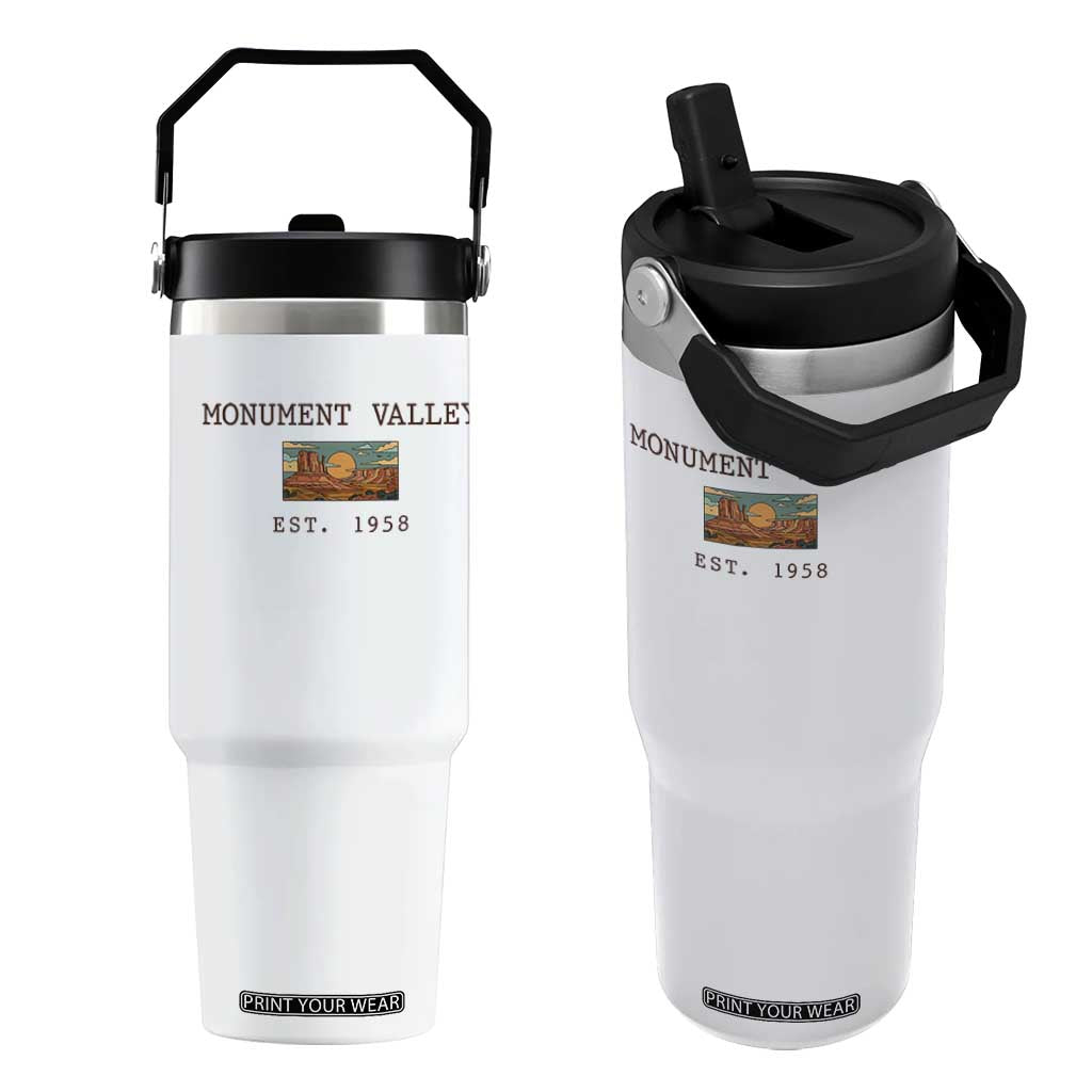 Retro Monument Valley Arizona Sunset Established 1958 Flip Straw Tumbler Southwest Desert Road Trip Eagle Nature Souvenir