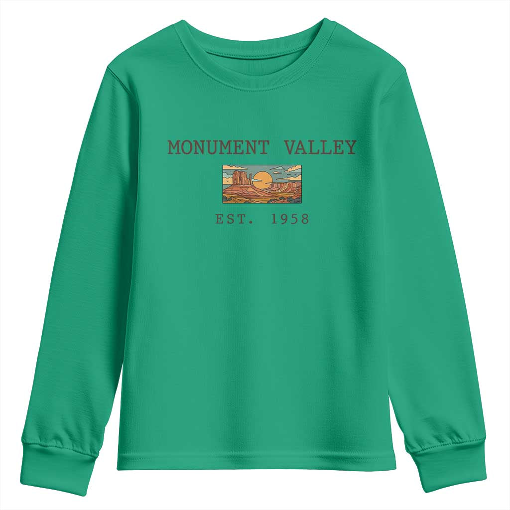 Retro Monument Valley Arizona Sunset Established 1958 Youth Sweatshirt Southwest Desert Road Trip Eagle Nature Souvenir