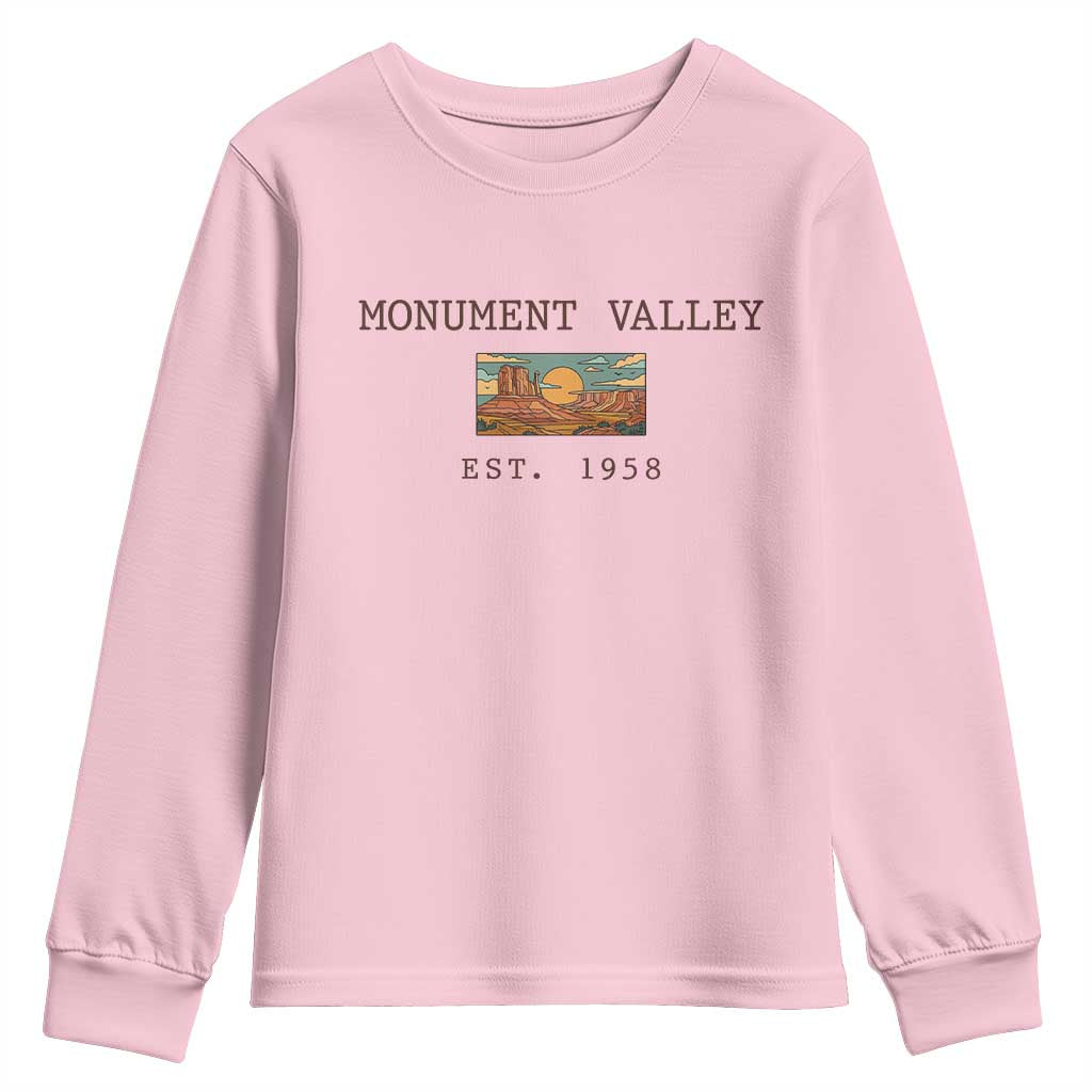 Retro Monument Valley Arizona Sunset Established 1958 Youth Sweatshirt Southwest Desert Road Trip Eagle Nature Souvenir