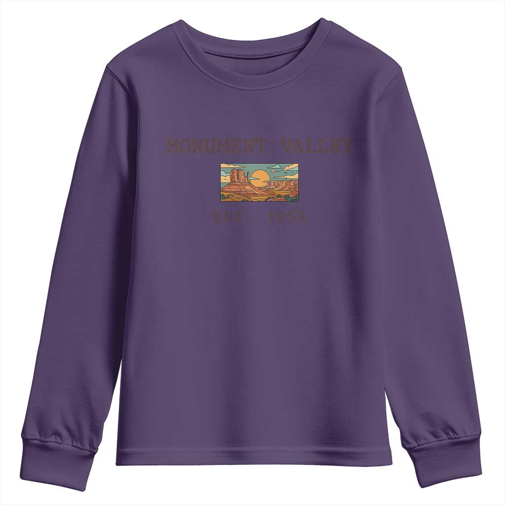 Retro Monument Valley Arizona Sunset Established 1958 Youth Sweatshirt Southwest Desert Road Trip Eagle Nature Souvenir