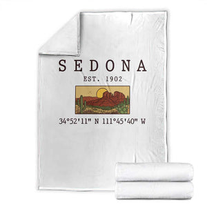 Vintage Sedona Arizona Established 1902 Throw Blanket Southwest Desert Cactus Scenic Nature Souvenir