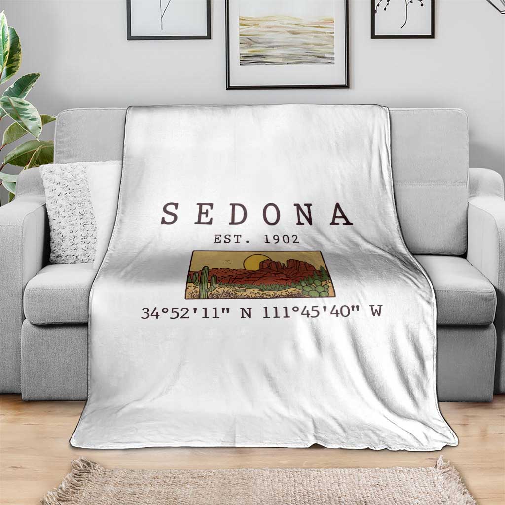 Vintage Sedona Arizona Established 1902 Throw Blanket Southwest Desert Cactus Scenic Nature Souvenir