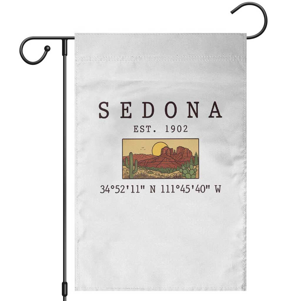 Vintage Sedona Arizona Established 1902 Garden Flag Southwest Desert Cactus Scenic Nature Souvenir TS14 White Print Your Wear
