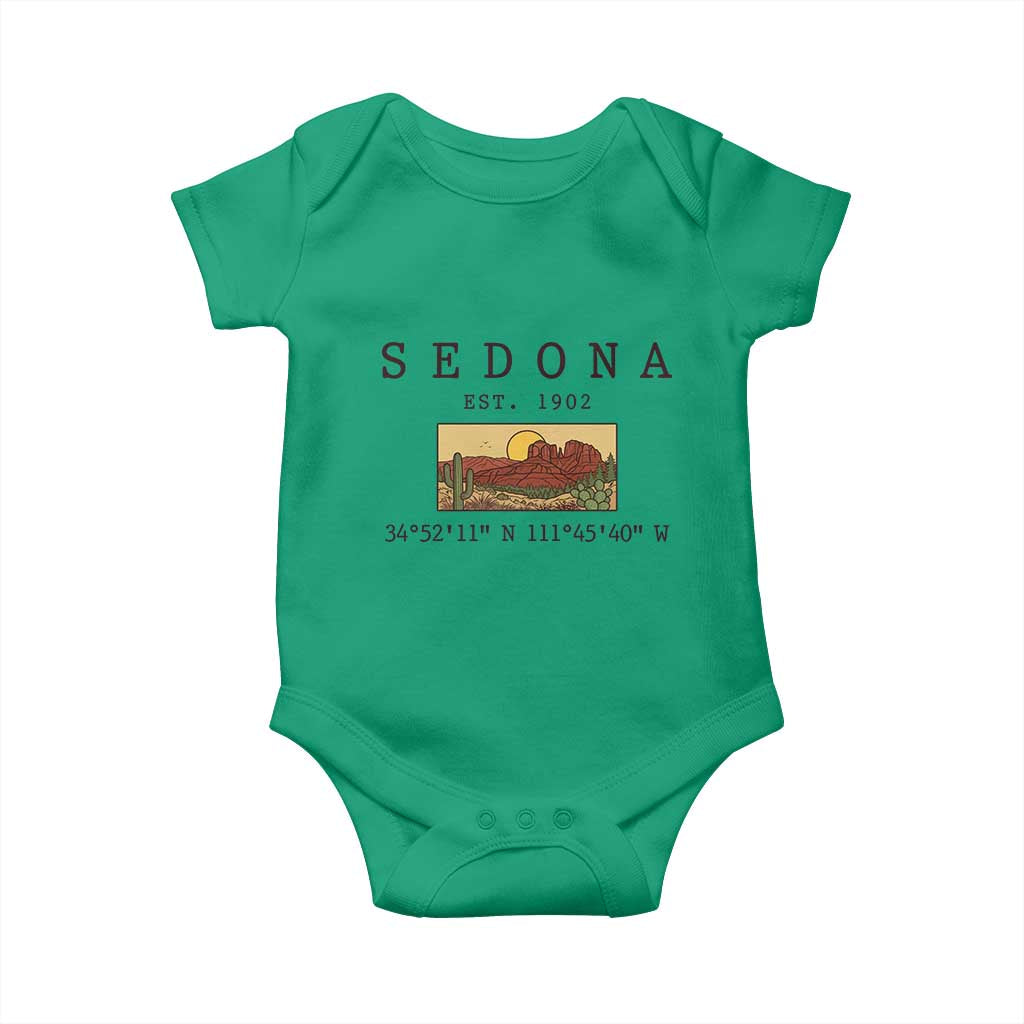 Vintage Sedona Arizona Established 1902 Baby Onesie Southwest Desert Cactus Scenic Nature Souvenir