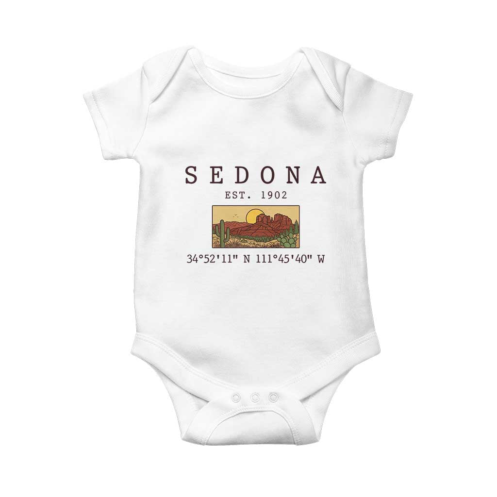Vintage Sedona Arizona Established 1902 Baby Onesie Southwest Desert Cactus Scenic Nature Souvenir